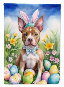 Pit Bull Terrier Easter Egg Hunt House Flag Large Porch Sleeve Pole Decorative Outside Yard Banner Artwork Wall Hanging, Polyester, House Size