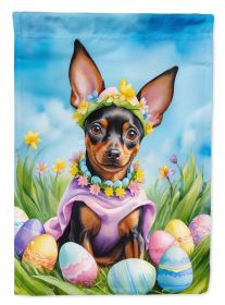 Miniature Pinscher Easter Egg Hunt House Flag Large Porch Sleeve Pole Decorative Outside Yard Banner Artwork Wall Hanging, Polyester, House Size