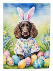 Water Spaniel Easter Egg Hunt House Flag Large Porch Sleeve Pole Decorative Outside Yard Banner Artwork Wall Hanging, Polyester, House Size