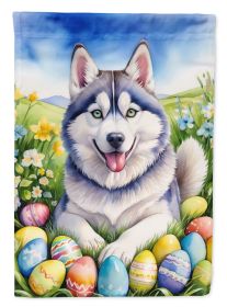 Siberian Husky Easter Egg Hunt House Flag Large Porch Sleeve Pole Decorative Outside Yard Banner Artwork Wall Hanging, Polyester, House Size