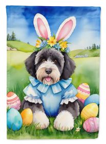 Portuguese Water Dog Easter Egg Hunt House Flag Large Porch Sleeve Pole Decorative Outside Yard Banner Artwork Wall Hanging, Polyester, House Siz