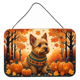 NEW Norwich Terrier Fall Wall or Door Hanging Prints Aluminum Metal Sign Kitchen Wall Bar Bathroom Plaque Home Decor, 8HX12W, Multicolor