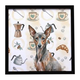 Xoloitzcuintli Coffee Bar Framed Metal Print Bathroom, Kitchen, Office, Home Decor Wall Art Ready to Hang, Square, 8X8