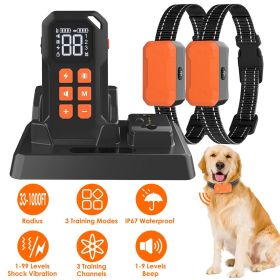 2 In 1 Wireless Electric Dog Fence With Training Collar IP67 Waterproof Pet Beep Vibration Shock Boundary Containment System for Small Medium Lar (tYPE: 2 Collar)